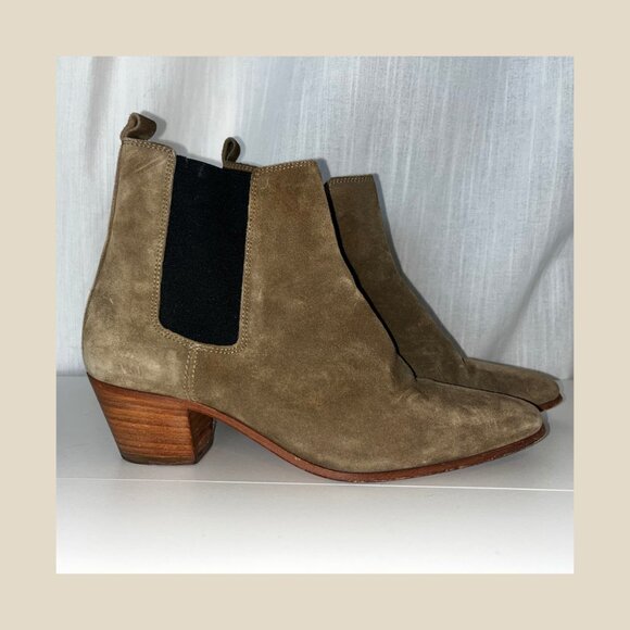 Designer IRO Yvette Suede Ankle Boots – Khaki, Size EU 39 / US 8 - Picture 6 of 11